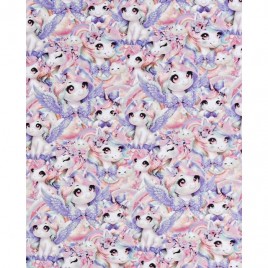 Džersio trikotažas su skaitmenine spauda Rainbow Unicorn